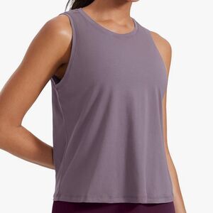 CRZ YOGA Pima Cotton High Neck Tank, Purple grey, Size XS, NWOT